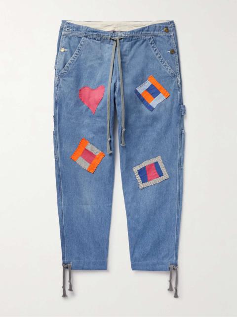 Greg Lauren Gees B Tapered Appliquéd Jeans