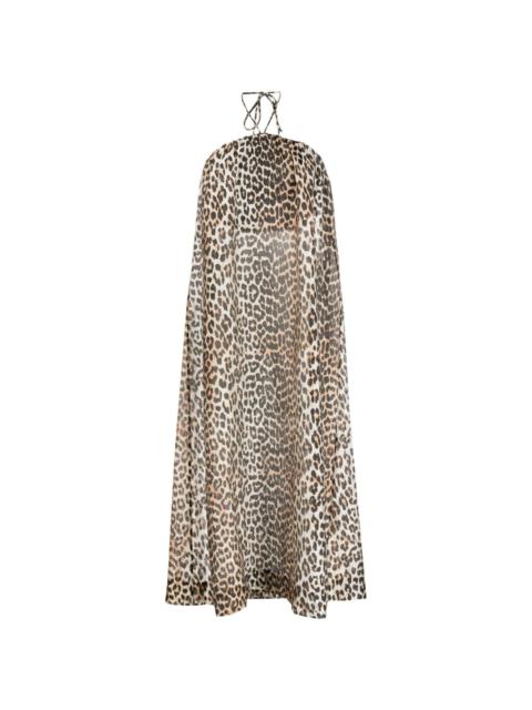 leopard-print halterneck maxi dress