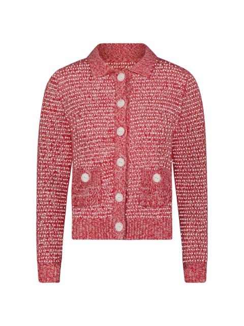 MATTHEW BRUCH Cable Mesh Cotton-Blend Cardigan red