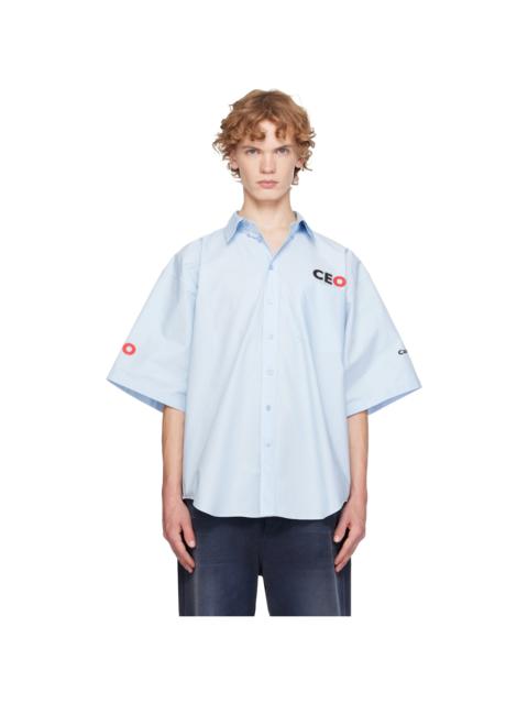 BALENCIAGA Blue Cotton Poplin Oversized Shirt