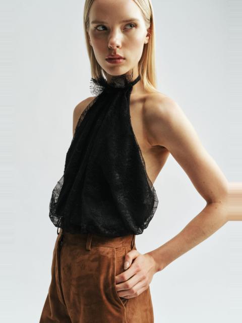 BARDOT Emina Lace Halter Neck Top In Black