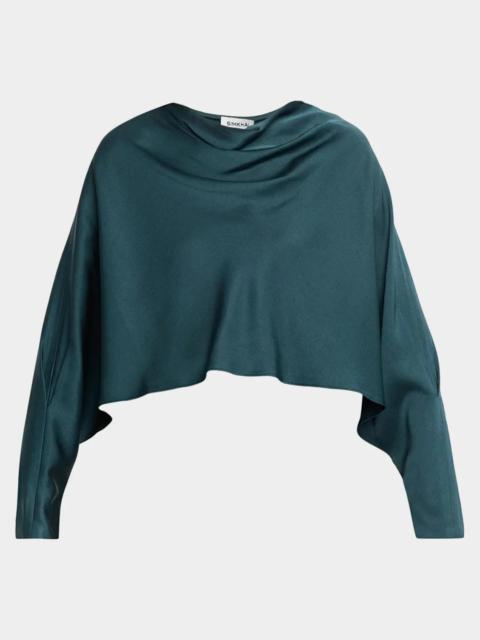 SIMKHAI Bearitz Draped Cowl-Neck Satin Top