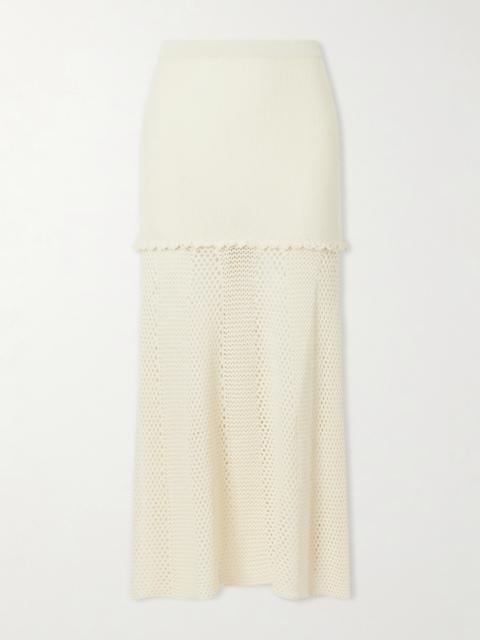 ESCVDO Mural Crocheted Cotton Midi Skirt