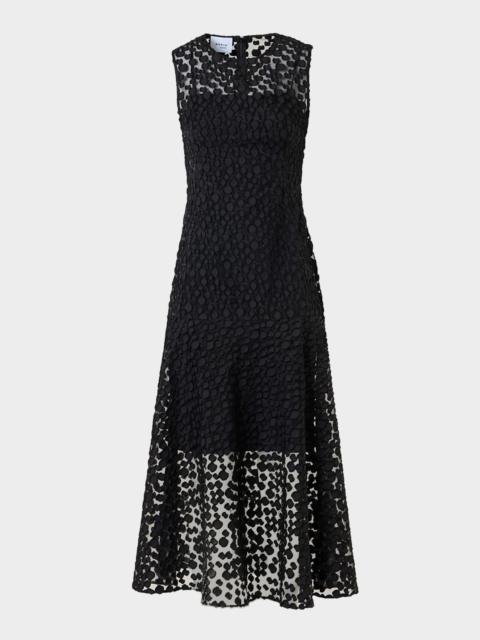 AKRIS Sleeveless Dot Tulle Midi Dress
