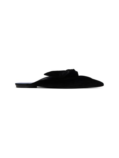 Lanvin Black Midnight Step Velvet Bow Mule Flats