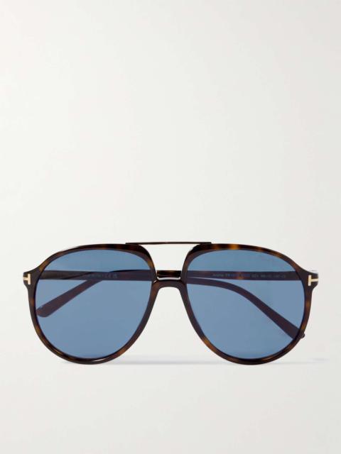 TOM FORD Archie Aviator-Style Tortoiseshell Acetate Sunglasses