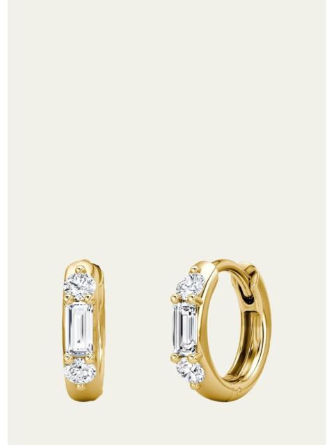 VRAI 14K Yellow Gold Lab-Grown Diamond 3-Stone Huggie Earrings
