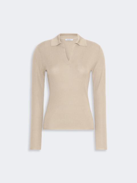 Max Mara GERGO Cashmere and silk polo sweater - STONE
