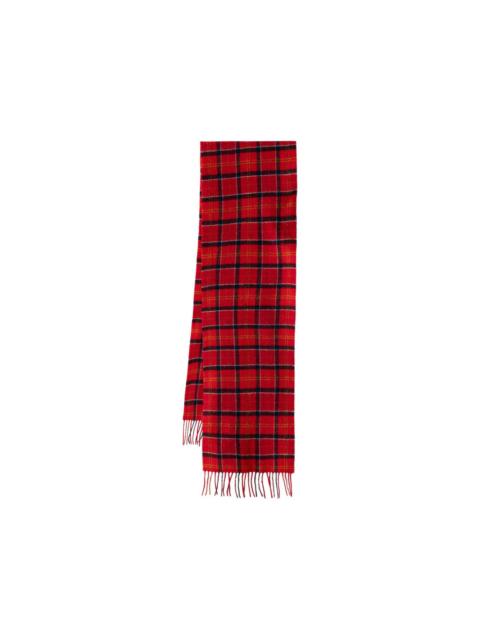 Barbour tartan-check fringed scarf
