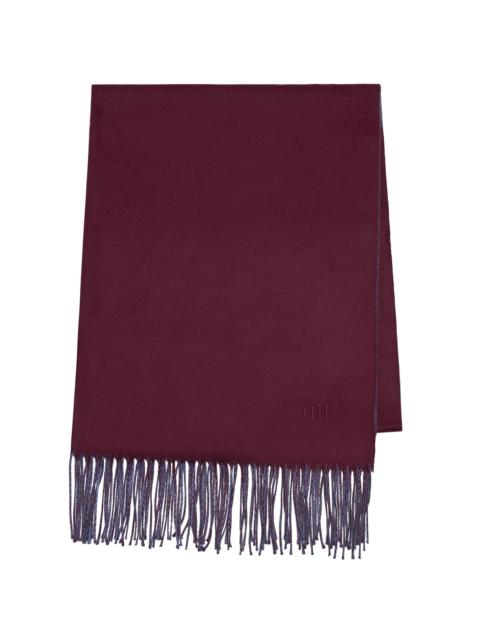 Hollis Fringe Scarf in Bordeaux & Sky Silk