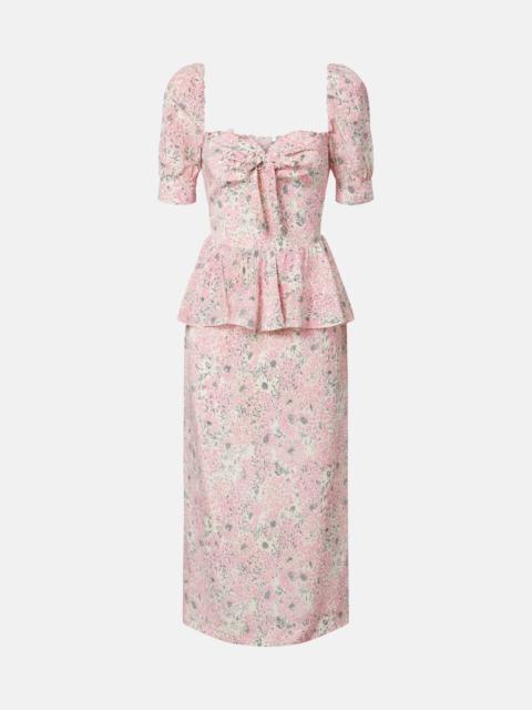 Alessandra Rich Floral peplum silk midi dress