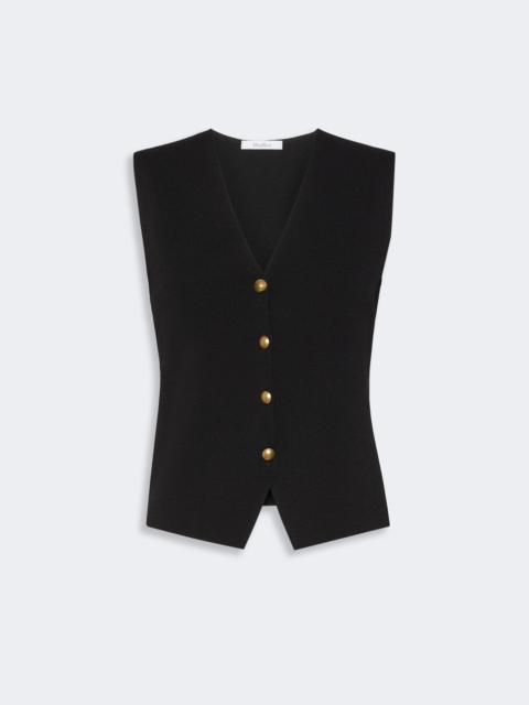 Max Mara GOLA Viscose crepe yarn gilet - BLACK