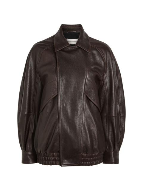 NOUR HAMMOUR raglan-sleeve leather jacket
