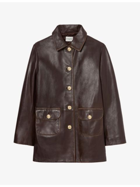 Claudie Pierlot Distressed-Effect Relaxed-Fit Leather Jacket
