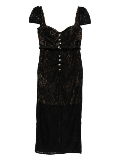 self-portrait Self-portrait Lace Button Midi Dress