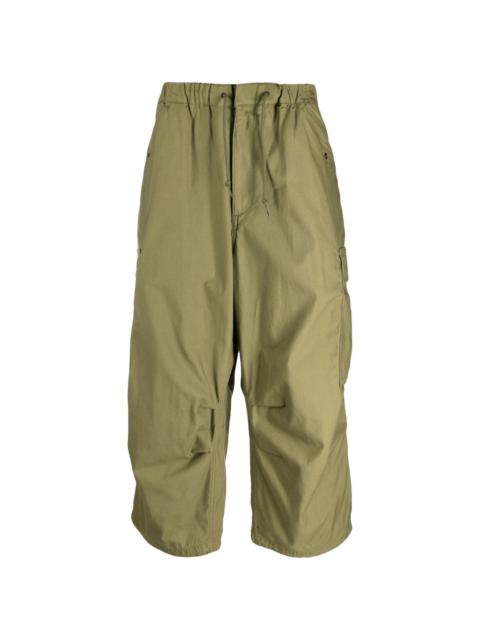 drawstring cotton cargo trousers