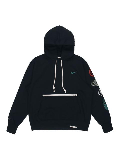 Nike 남자 나이키 CNY 새 해의 판 로고 인쇄 느슨한 스포츠 후드 풀 오버 가을 검정 DJ3861-010