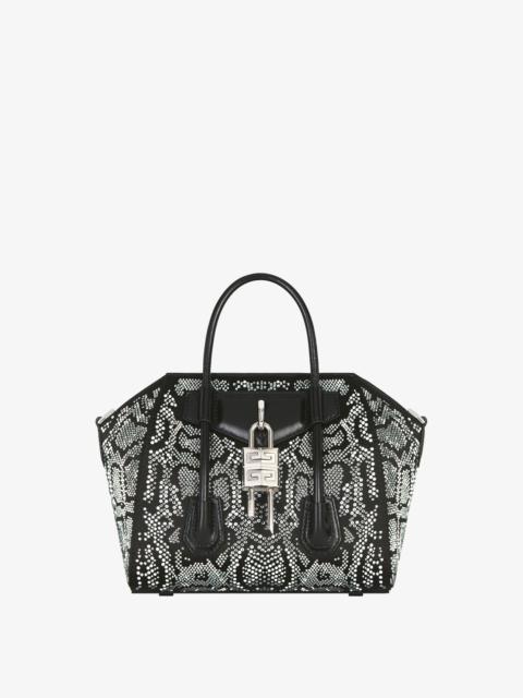 Givenchy MINI ANTIGONA LOCK BAG IN SATIN WITH PYTHON EFFECT STRASS