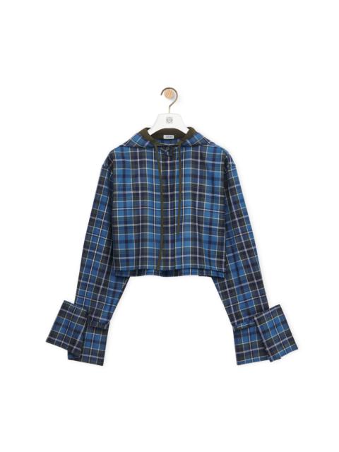 Loewe Hooded cropped checked wool and cotton-blend jacket