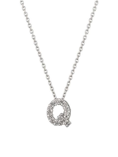 ROBERTO COIN Women's Tiny Treasures 0.08 TCW Diamond & 18K White Gold Initial Necklace - Initial Q