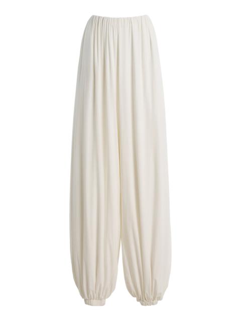 Paris Georgia Olive Pleated Wide-Leg Pants white