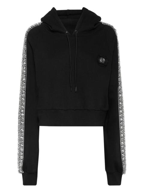 PHILIPP PLEIN bead-embellished cropped hoodie