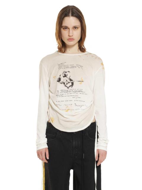 Ann Demeulemeester Dot Wrinkled Cropped Long Sleeve Top