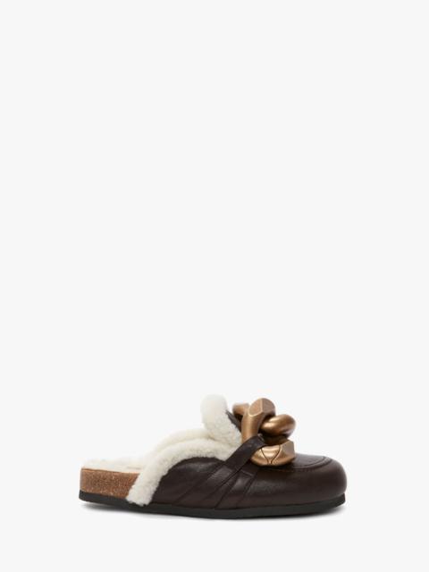 CHAIN LOAFER SHEARLING MULES