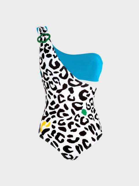 Women asymmetrical one piece swimsuit Leopard bandeau - Vilebrequin x JCC+ - Limited Edition