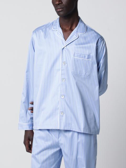 TEKLA Light blue pajama shirt with white stripes