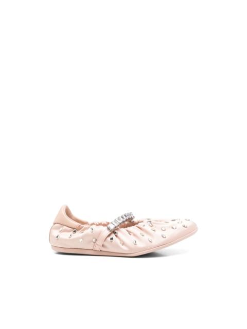JIMMY CHOO Jade crystal-embellished ballet flats