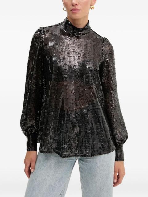 ALLSAINTS Whitney sequin high-neck blouse