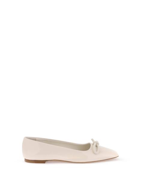 PATENT LEATHER BALLET FLATS WITH ASYMMETRICAL BOW