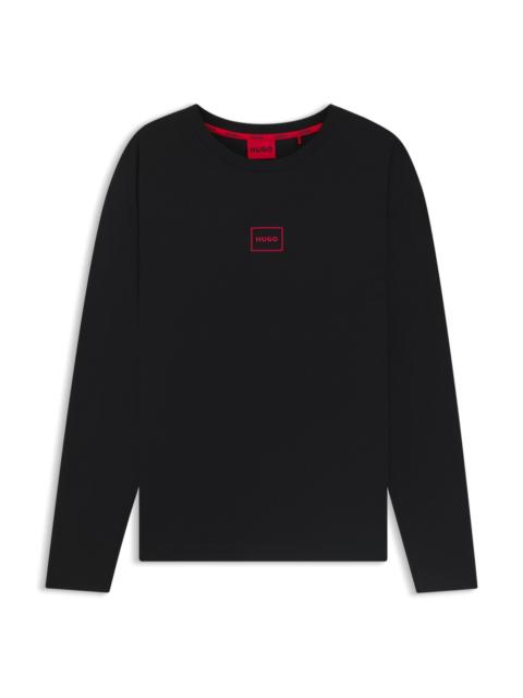 HUGO LOGO-PRINT T-SHIRT IN STRETCH COTTON