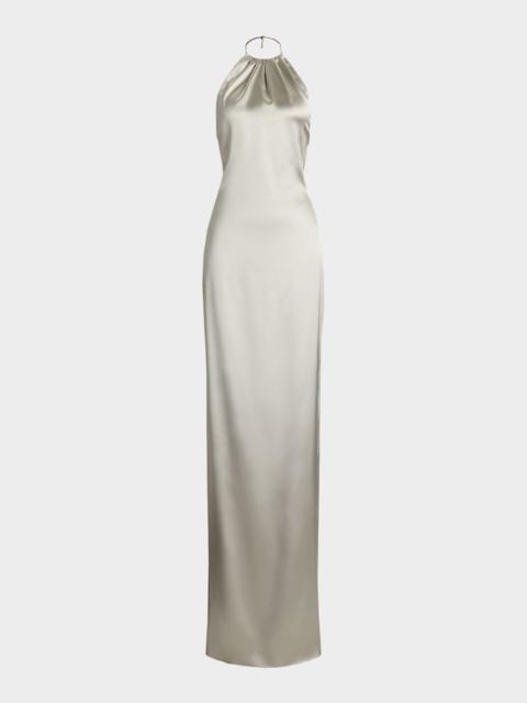 chilton stretch satin evening dress Ralph Lauren Women's Chilton Stretch Satin Evening Dress in Bright Red