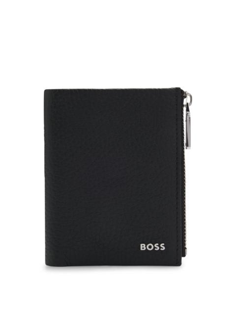 BOSS LOGO-LETTERING WALLET IN GRAINED LEATHER