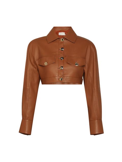 Tranquility Cropped Leather Jacket brown