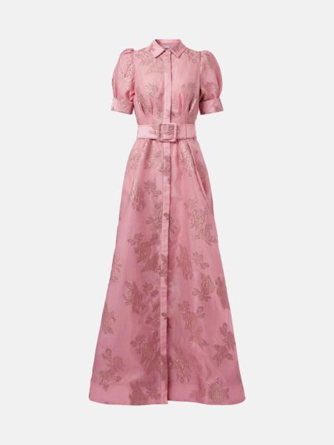 REBECCA VALLANCE Benette belted brocade shirt dress