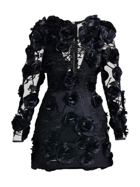 ZHIVAGO Women's Aonia Embellished Floral Mesh Minidress - Black