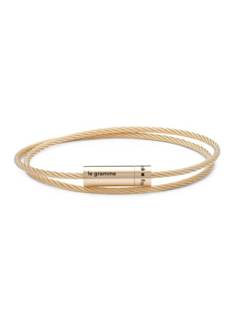 le gramme 15g Polished Yellow Gold Double Cable Bracelet