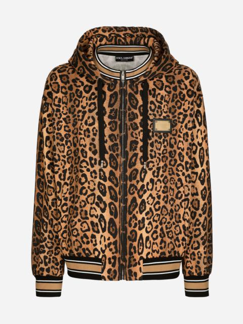 Dolce & Gabbana Hoodie with leopard-print Crespo and tag