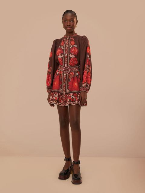 Brown Gigi Tapestry Mini Dress