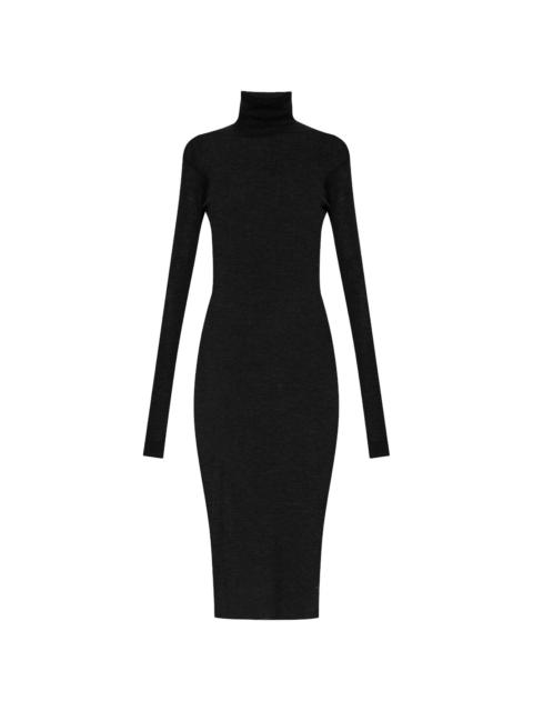 ribbed high-neck midi dress