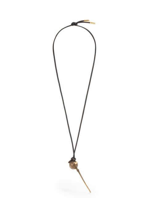 Poppy seed pendant in brass and enamel