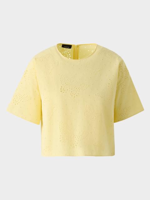 AKRIS Broderie Anglaise Short-Sleeve Top