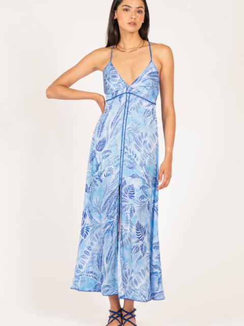 Poupette St Barth Long Dress Denise - Blue Calathea