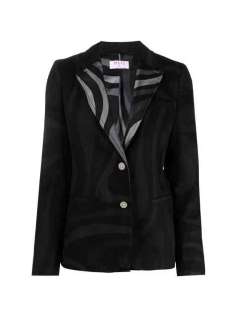 Marmo-print single-breasted blazer