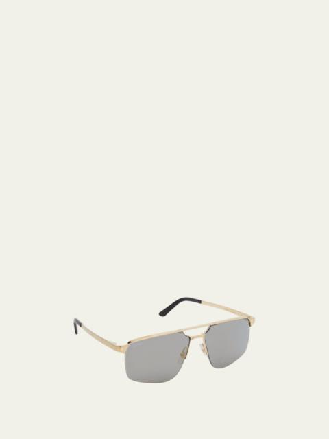 Cartier Men's Square Rimless Metal Sunglasses