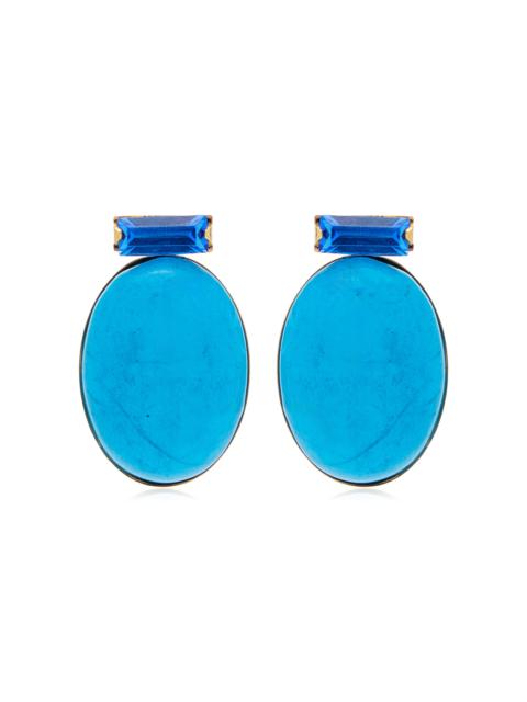 Jennifer Behr Arden 18K Gold-Plated Turquose And Crystal Earrings