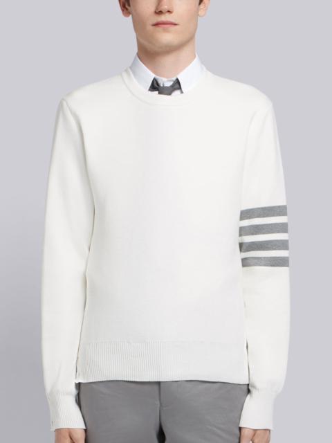 Thom Browne Whitemilano Stitch Cotton 4-bar Crew Neck Pullover